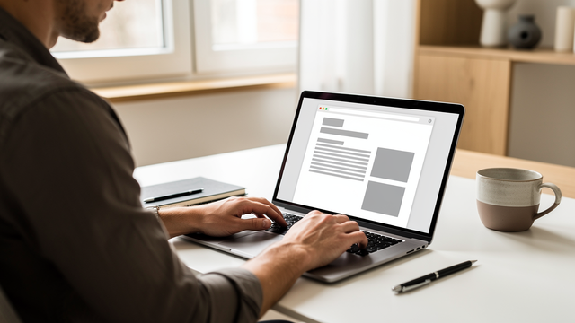 Person prüft Grundbuchauszug als PDF am Laptop – Kosten und Ablauf erklärt