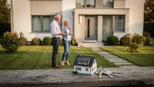 Paar prüft vor dem Hauskauf ein Vorkaufsrecht im Grundbuch einer Immobilie
