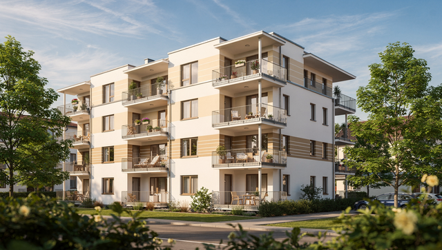 Modernes Mehrfamilienhaus mit Eigentumswohnungen – jede Wohnung hat ihr eigenes Wohnungsgrundbuch